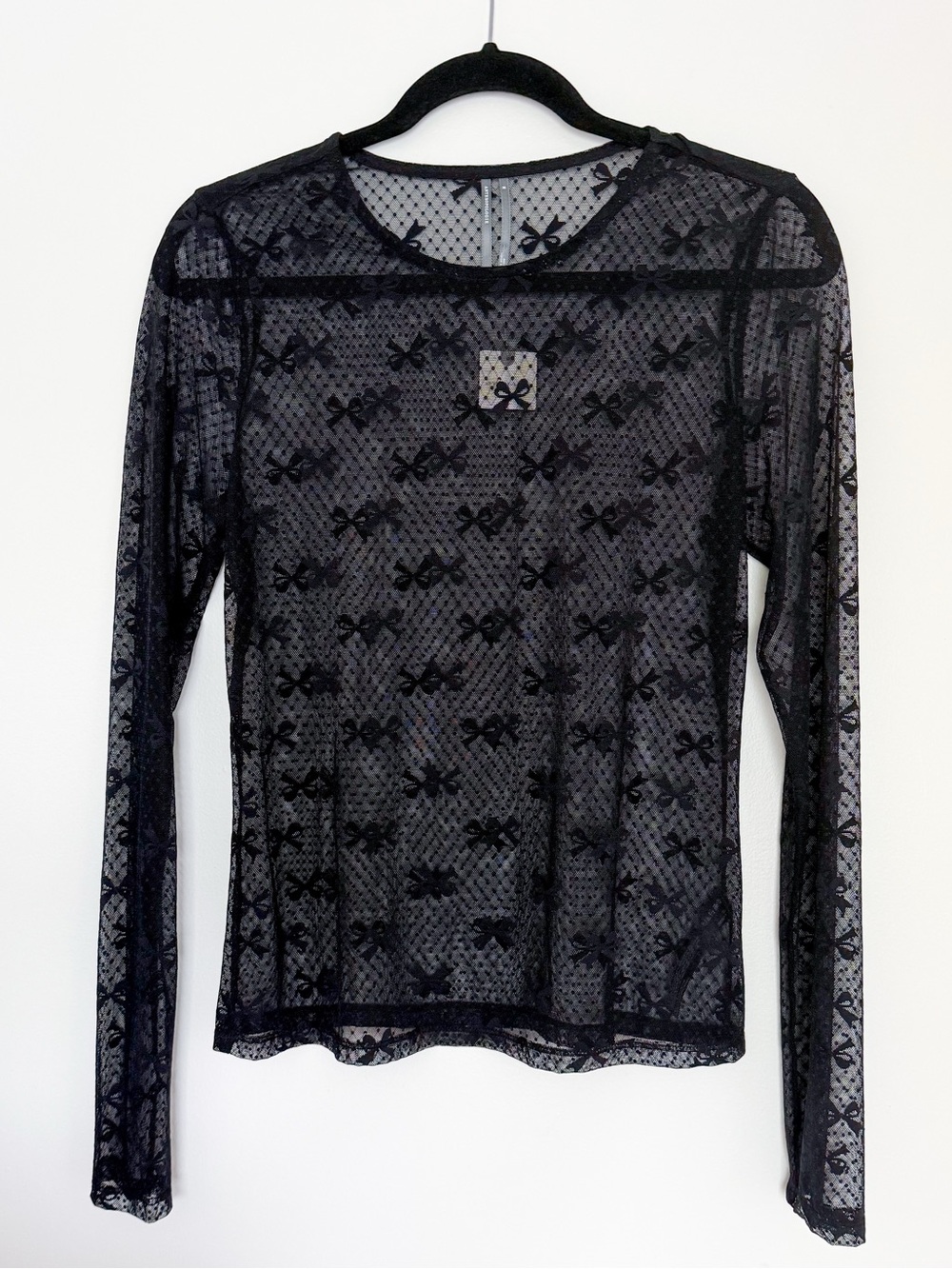 NWT Anthropologie Long-Sleeve Novelty Lace Top in Black Size Medium - Picture 5 of 6